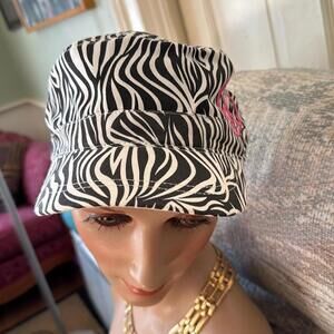 777 Lucky animal print adjustable hat with pink peace sign